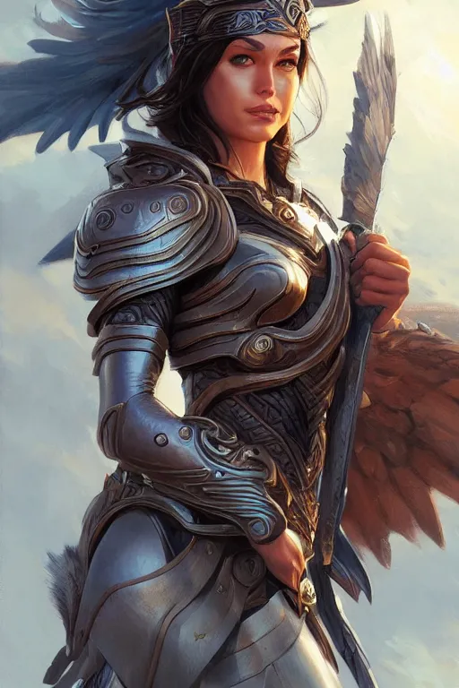 Image similar to amazon valkyrie athena, d & d, fantasy, portrait, highly detailed, headshot, digital painting, trending on artstation, concept art, sharp focus, illustration, art by artgerm and greg rutkowski and magali villeneuve