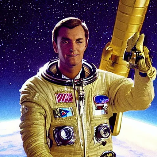 Prompt: six million dollar man in space