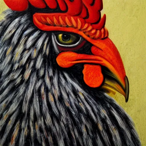 Image similar to head on portrait of a rooster