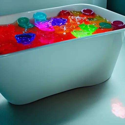 Image similar to a bathtub full of jello, cinematic lighting