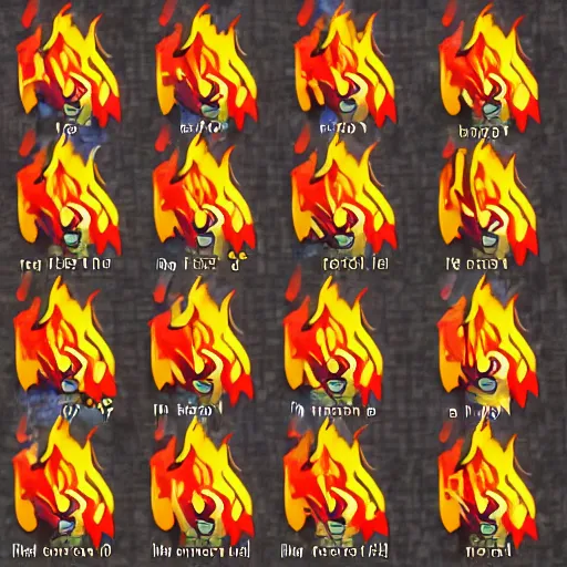 Prompt: fire sprite sheet