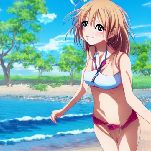 Image similar to anime girl at the beach, key anime visual, pixiv