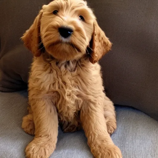 Prompt: photo of an adorable labradoodle pup