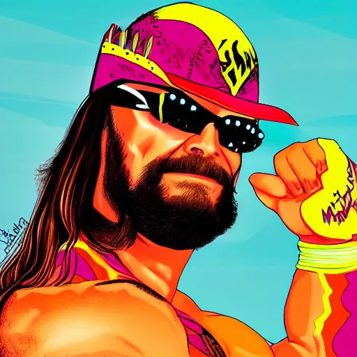 Prompt: macho man randy savage illustrated by boris valejo, 4 k detail