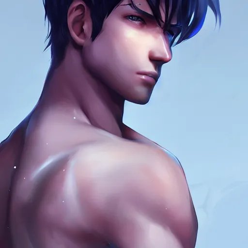 Prompt: detailed beautiful male character art of a protagonist, depth of field, on amino by sakimichan patreon, wlop, weibo high quality art on artstation