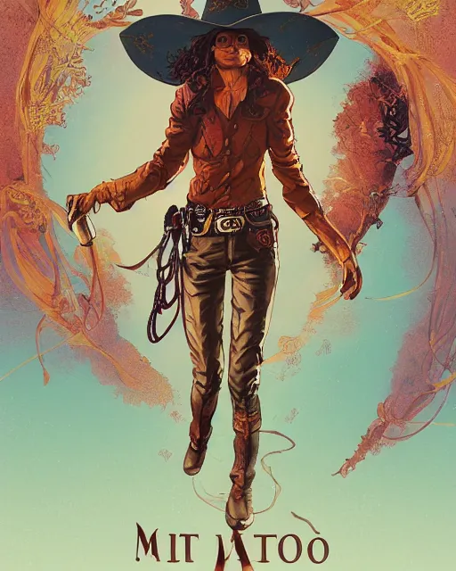 Image similar to a cowgirl, midshot single subject, art poster, ambient lighting, detailed, by ayami kojima, makoto shinkai, kilian eng