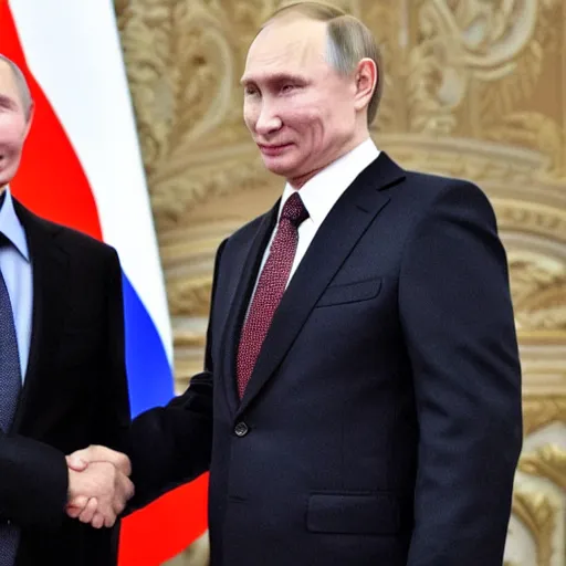 Image similar to putin teams up with a mysterious teenage putin