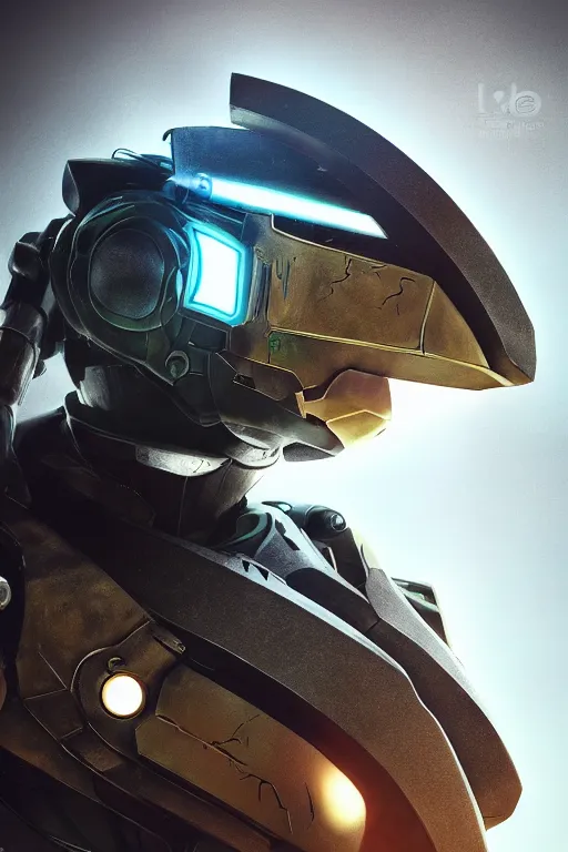 Image similar to robot ninja mask helmet halo master chief radiating a glowing aura global illumination ray tracing hdr fanart arstation by ian pesty and katarzyna da „ bek - chmiel