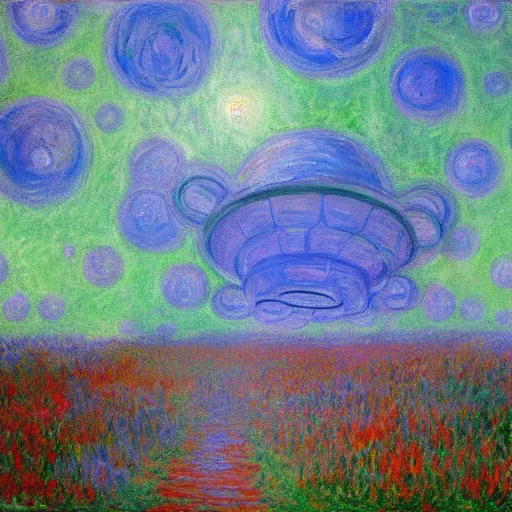 Image similar to alien invasion painted by monet