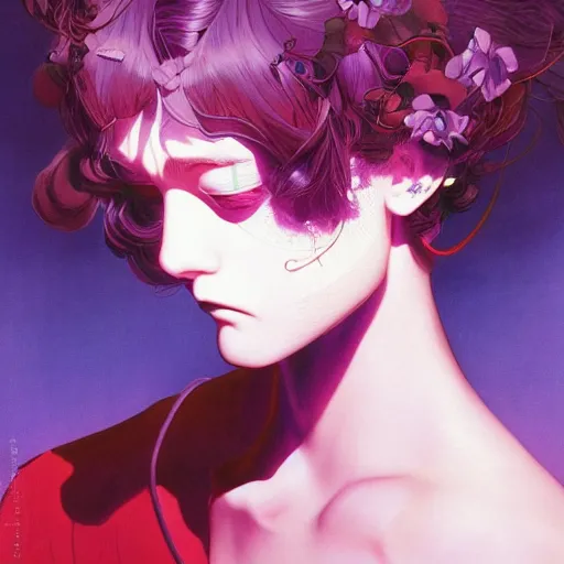 Prompt: prompt : violet portrait soft light painted by james jean and katsuhiro otomo and erik jones, inspired by evangeleon anime, smooth face feature, intricate oil painting, high detail illustration, sharp high detail, manga and anime 1 9 9 9