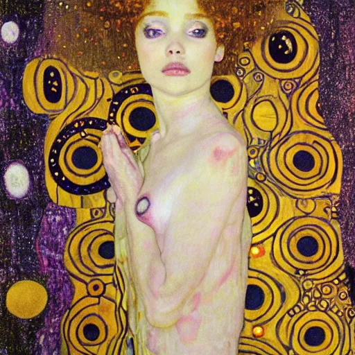 Image similar to pretty alien princess, gustav klimt