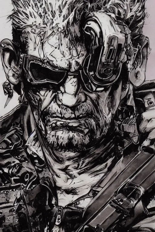 Image similar to punished duke nukem concept art by yoji shinkawa, felt tip pen