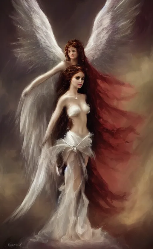 Prompt: Angel knight gothic!!!! girl. By Konstantin Razumov, Fractal flame, chiaroscuro, holographic!!!, highly detailded