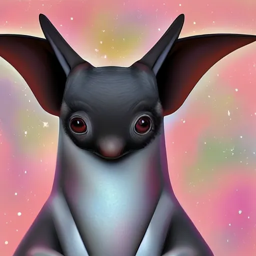 Image similar to a very cute galactic fruit bat, pastel colours, digital art, extremely realistic and detailed 4k