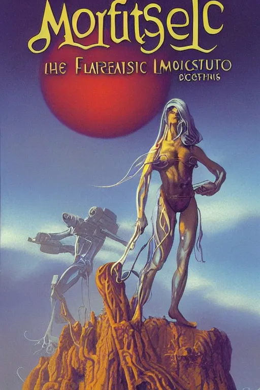 Image similar to masterpiece book cover illustration by the great famous sci - fi artist michael whelan.