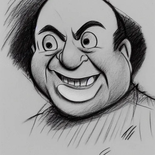 Image similar to milt kahl pencil sketch of danny devito