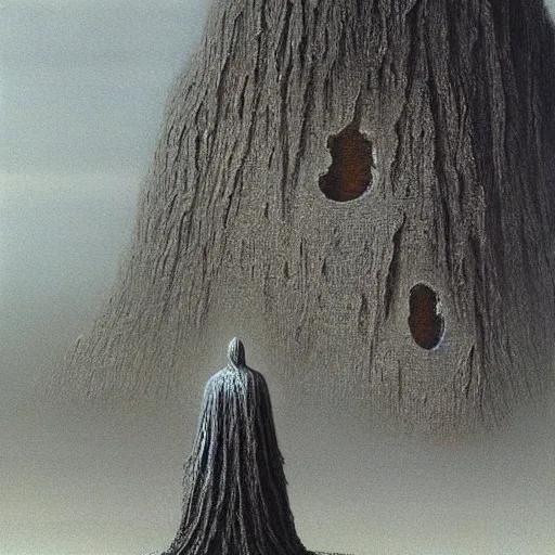 Image similar to lord of the ring mumakil concept, beksinski