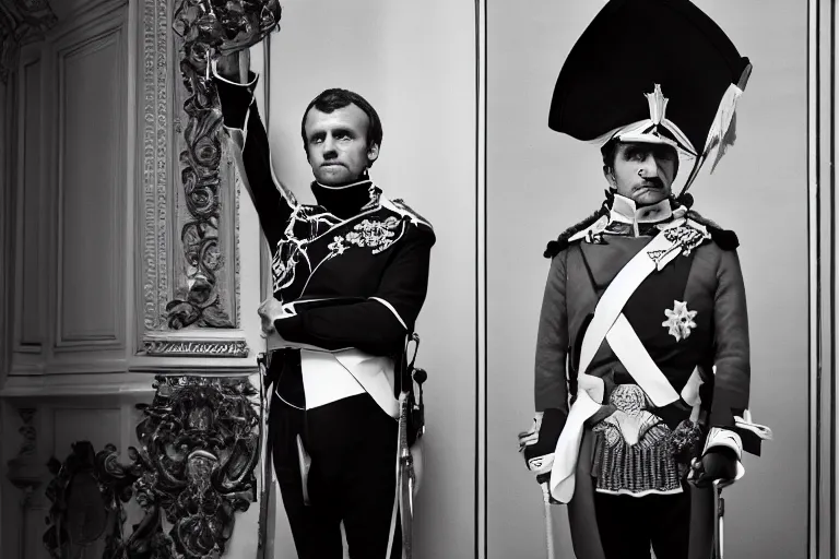 Image similar to portrait of emmanuel macron dressed as napoleon in parliament, natural light, sharp, detailed face, magazine, press, photo, steve mccurry, david lazar, canon, nikon, focus