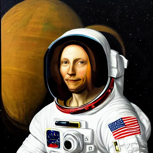 Image similar to astronaut painting in the style of davinci