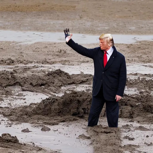 Prompt: trump play in mud