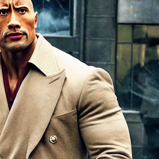 Image similar to dwayne johnson as detective sherlock holmes, an film still