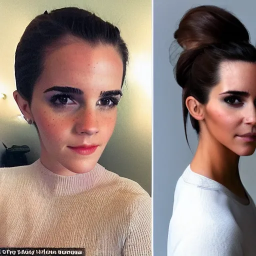 Image similar to a full - figure profile image of a woman who is a genetic combination of emma watson and kim kardashian