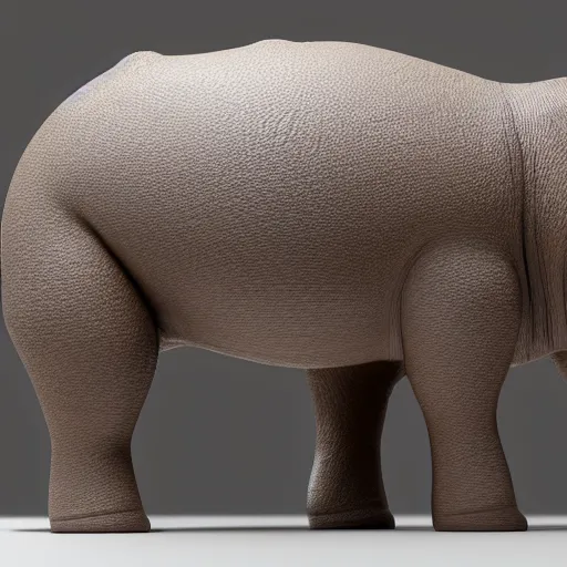 Image similar to studio shot, side view of a simplified hippo figurine ( carved from wood )!!!! and centered on a white to grey gradient background, wood grain, photorealistic, hyperrealistic, influenced by pixar, 8 k hd, octane render, unreal engine, featured on cgsociety