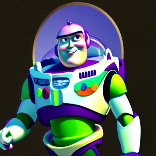 Image similar to realistic! photo of buzz lightyear with a buzz cut hairstyle, trending on artsation, 8k