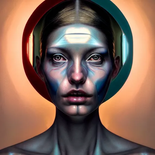 Prompt: Colour Caravaggio style Photography of Beautiful woman with highly detailed 1000 years old face wearing higly detailed sci-fi halo above head designed by Josan Gonzalez. Woman wearing hyperrealistic sci-fi dress , Many details . In style of Josan Gonzalez and Mike Winkelmann andgreg rutkowski and alphonse muchaand and Caspar David Friedrich and Stephen Hickman and James Gurney and Hiromasa Ogura. volumetric natural light