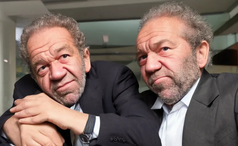 Prompt: alan sugar cradling alan sugar