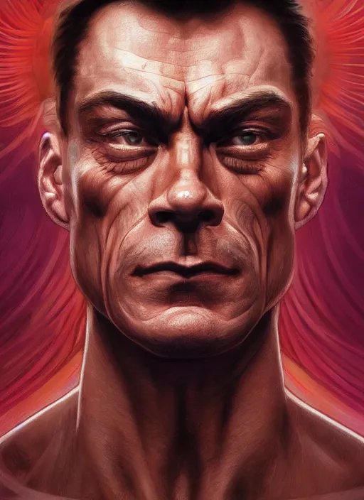 Prompt: symmetry!! jean claude van damme, machine parts embedded into face, intricate, elegant, highly detailed, digital painting, artstation, concept art, smooth, sharp focus, illustration, art by artgerm and greg rutkowski and alphonse mucha, 8 k