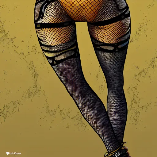 Prompt: Tabaxi Rogue in Fishnets, digital artwork