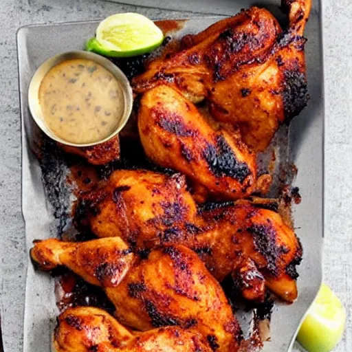 Prompt: barbecued chicken