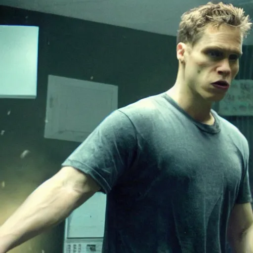 Image similar to Live Action Still of Jerma in Fight Club, real life, hyperrealistic, ultra realistic, realistic, highly detailed, epic, HD quality, 8k resolution, body and headshot, film still