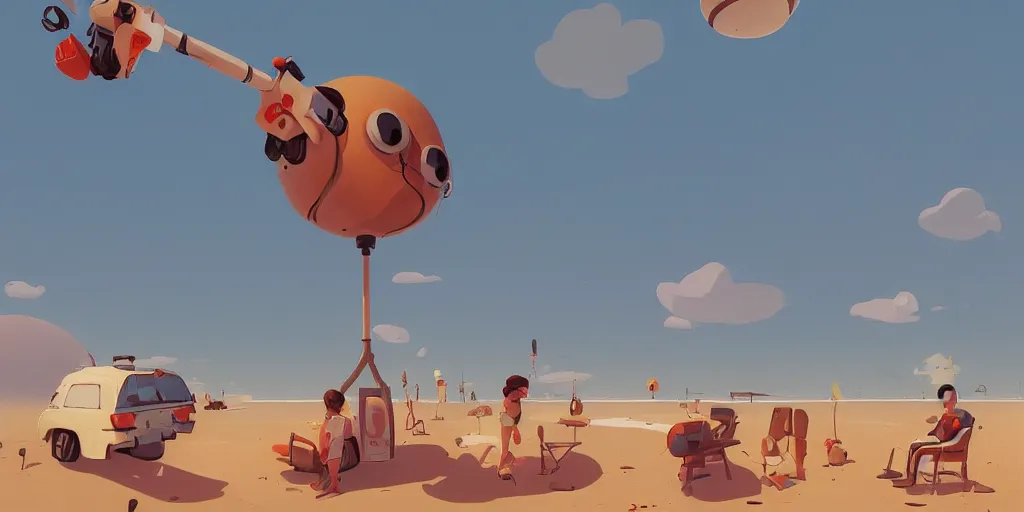 Image similar to beach vacation by Goro Fujita and Simon Stalenhag , 8k, trending on artstation, hyper detailed, cinematic