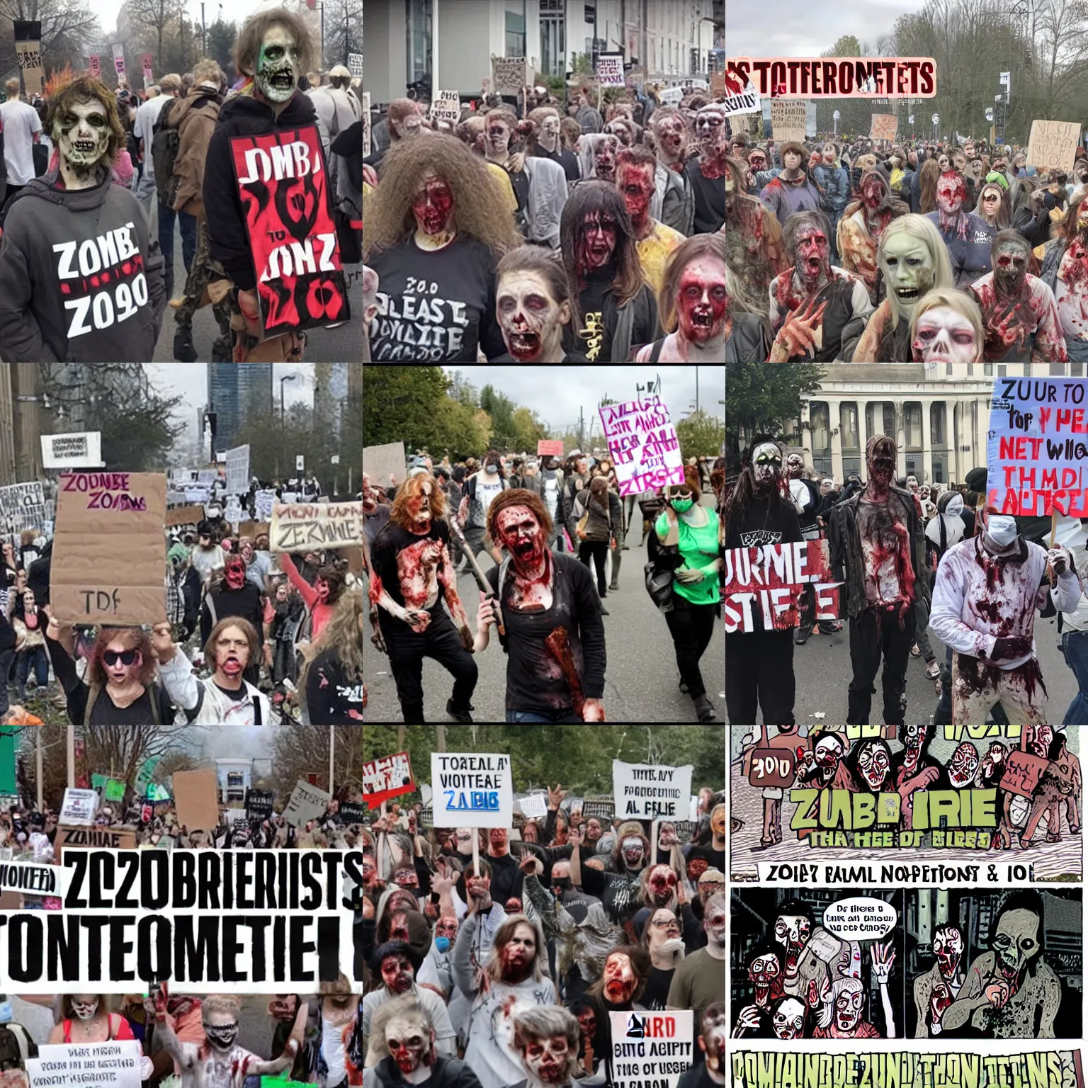 Prompt: zombie protesters of 2 0 2 0