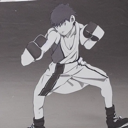 Image similar to anime still of a boy boxing, studio ghibil style,