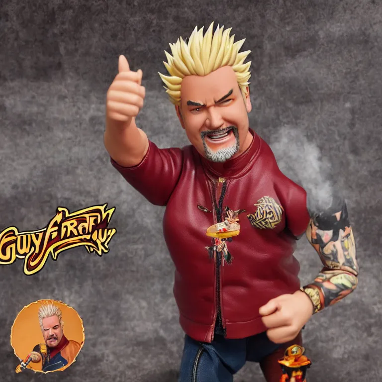 Image similar to Guy Fieri action figure, product photo, detailed, 4k