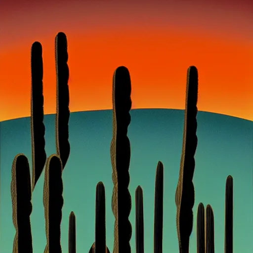 Image similar to sunset in the desert, animated film, stylised, illustration, by eyvind earle, scott wills, genndy tartakovski