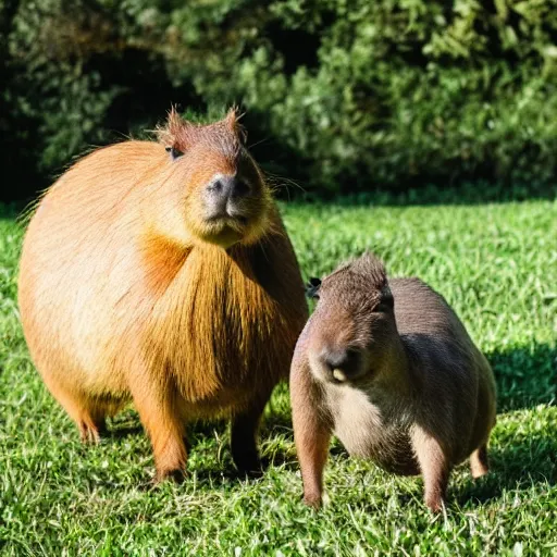 Image similar to A picture of a capybara Giving your son advice