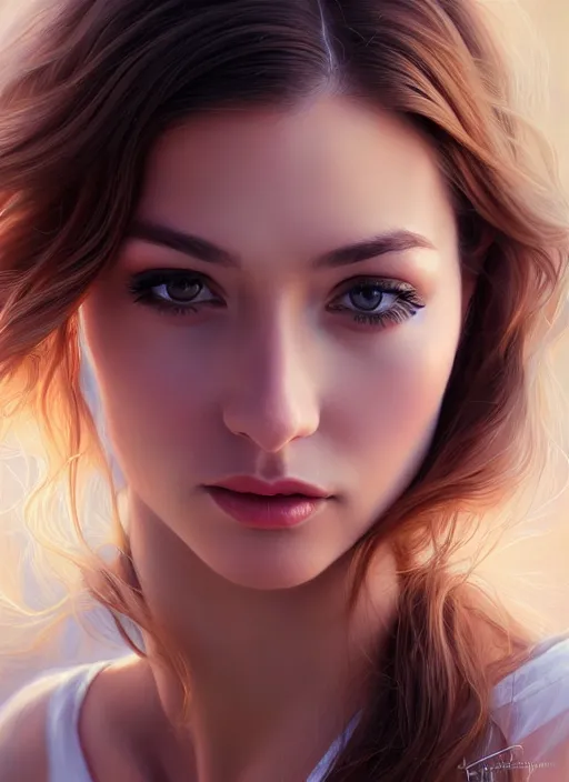 Image similar to photo of a gorgeous young woman in the style of stefan kostic, realistic, sharp focus, 8k high definition, insanely detailed, intricate, elegant, art by artgerm