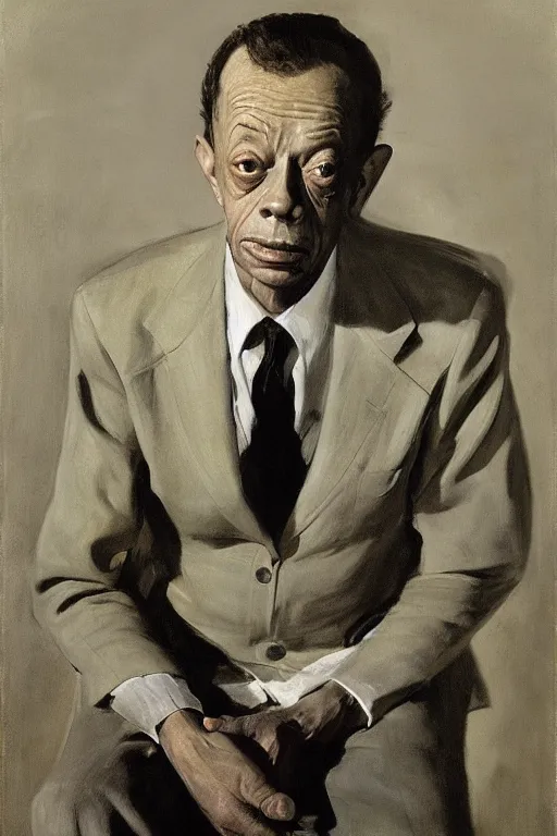 Prompt: portrait of don knotts sitting with full face full figure, in the style of expressionism, soft light, volumetric light, subsurface scattering, translucent skin, john singer sargent, andrew wyeth, jamie wyeth, john singer sargent,