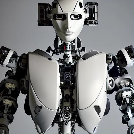 Image similar to symmetry portrait of a hybrid robot eagle floral horizon zer sitting on the shoulder of an humanoid robot