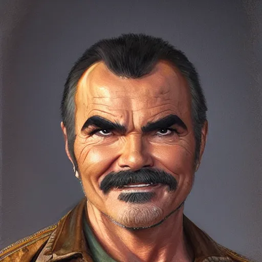 Image similar to burt reynolds as a fantasy D&D character, close-up portrait art by Donato Giancola and James Gurney, digital art, trending on artstation