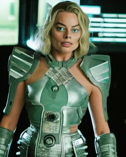 Prompt: margot robbie as the borg queen