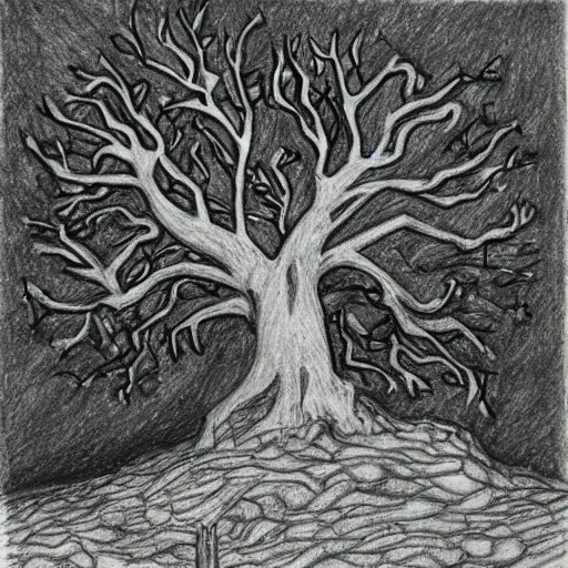 Image similar to oak tree on a hill, logo, pencil drawing, sharp lines, detailed