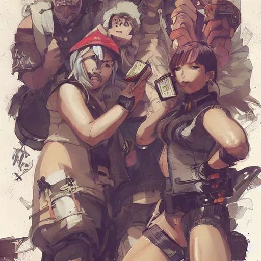 Prompt: precisely drawn illustration of anime group of dwarfs playing cards, wide angle, sharp, fine details, anime, manga, cyberpunk, realistic shaded lighting by katsuhiro otomo ghost-in-the-shell, magali villeneuve, artgerm, rutkowski Jeremy Lipkin and Giuseppe Dangelico Pino and Michael Garmash and Rob Rey