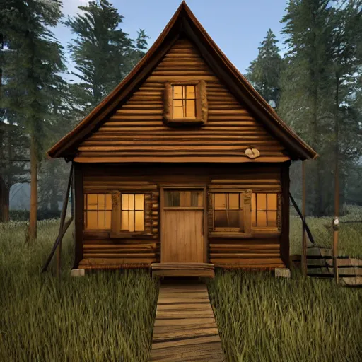 Prompt: wooden house, unreal engine