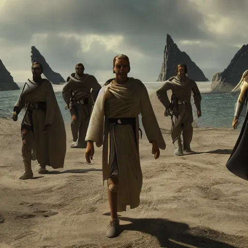 Prompt: a group of Jedi on the planet Felucia, cinematic