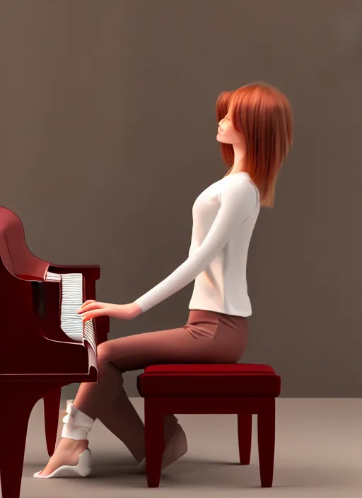 Prompt: 3 d render gril playing piano, 4 k, high quality, sharp fucos